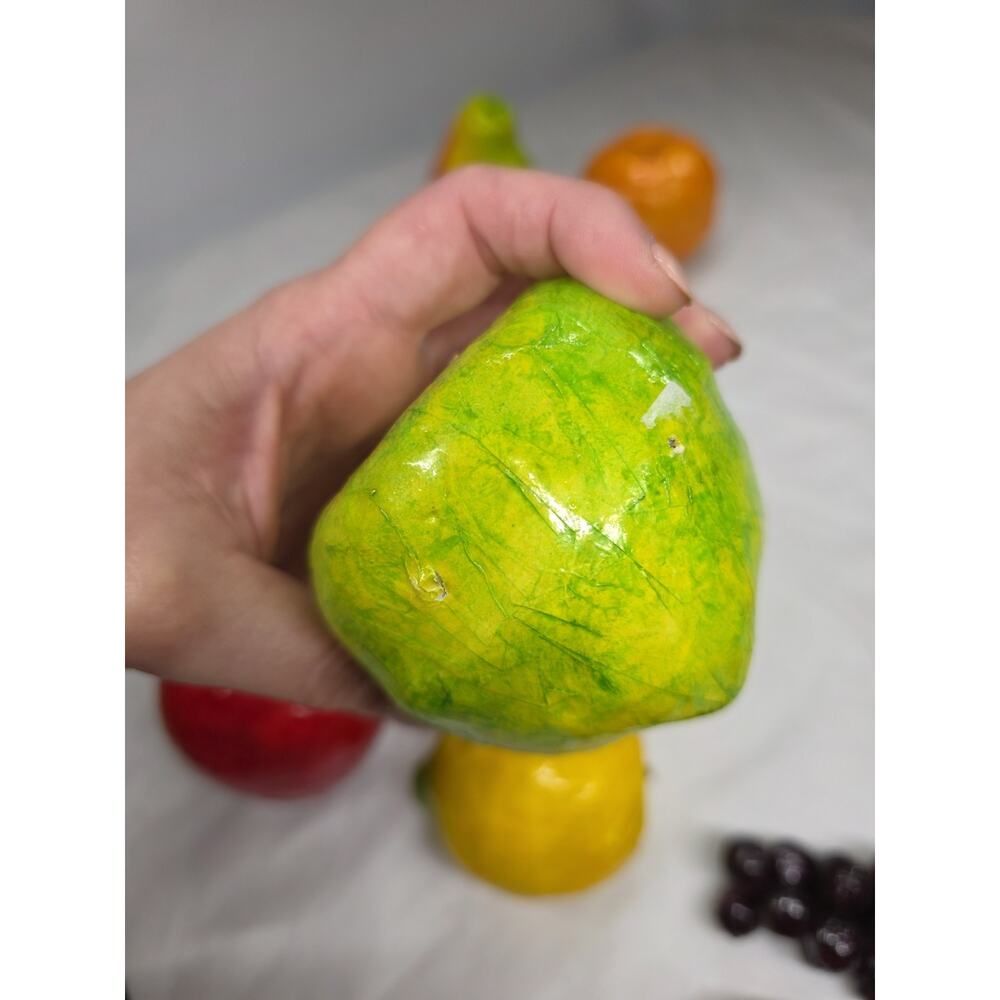 Vintage Paper Mache Fruit Decorative Folk Art Hand Crafted Apple Grapes 11 pc - Picture 9 of 15